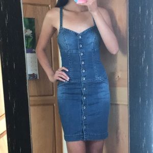 Armani exchange bodyhug denim button down dress